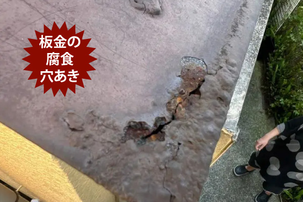 板金の腐食の穴あき