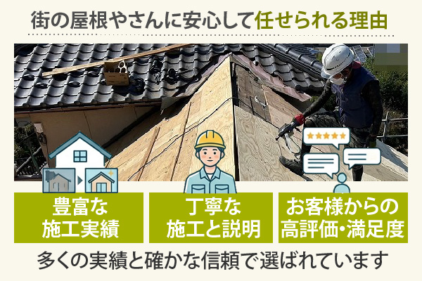 街の屋根やさんに安心して任せられる理由