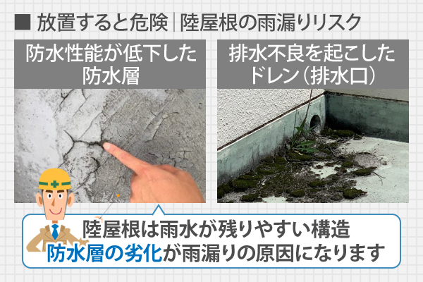 放置すると危険|陸屋根の雨漏りリスク