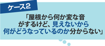 屋根から何か変な音がするけど見えないから何がどうなっているのかわからない