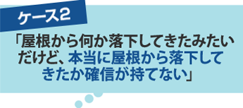 屋根から何か落下してきたみたいだけど、本当に屋根から落下してきたか確信がもてない