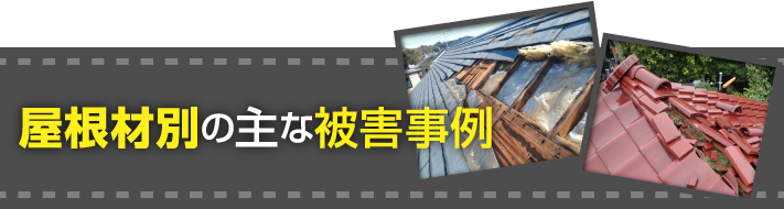 屋根材別の主な被害事例