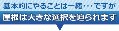 基本的にやることは一緒・・・ですが屋根は大きな選択を迫られます