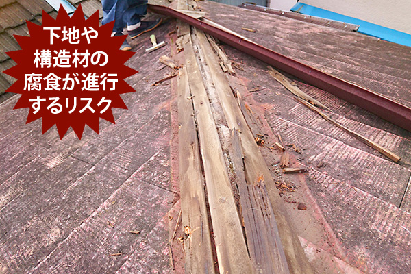 下地や構造材の腐食が進行するリスク