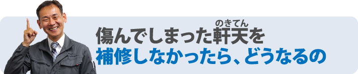 傷んでしまった軒天を補修しなかったら、どうなるの