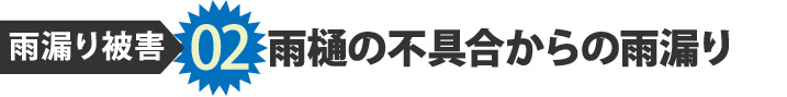 雨漏り被害02雨樋の不具合からの雨漏り