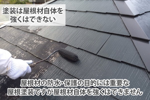 屋根材の防水・保護の目的には重要な屋根塗装ですが屋根材自体を強くはできません