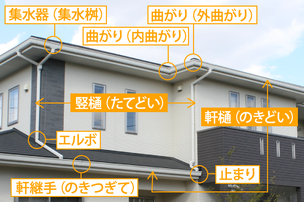 雨樋の構造と各部位の名称