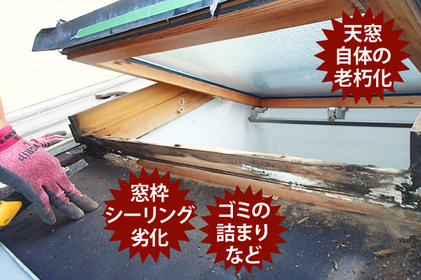 天窓自体の老朽化