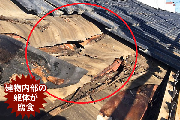 建物内部の躯体が腐食