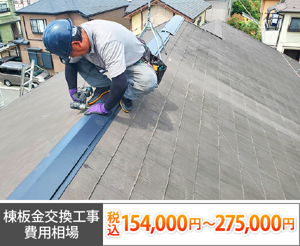 棟板金交換工事、費用相場