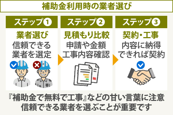 『補助金で無料で工事』などの甘い言葉に注意信頼できる業者を選ぶことが重要です