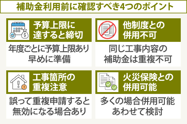 補助金利用前に確認すべき4つのポイント
