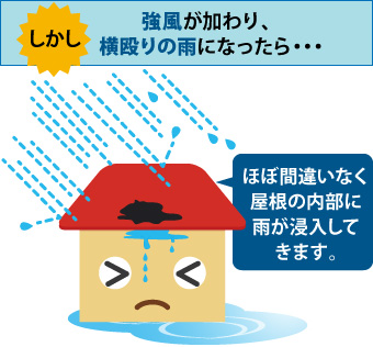 強風が加わり、横殴りの雨になったら・・・