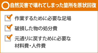 自然災害で壊れてしまった箇所を原状回復