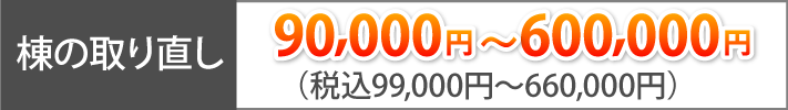 棟の取り直し　90,000円～600,000円（税込99,000円～660,000円）