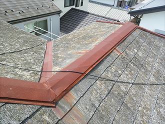 渋谷区の化粧スレート棟板金調査釘浮き錆の発生