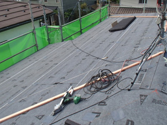 墨田区　屋根カバー工法　ルーフィング