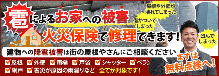 東京の雹災害、火災保険で修理します