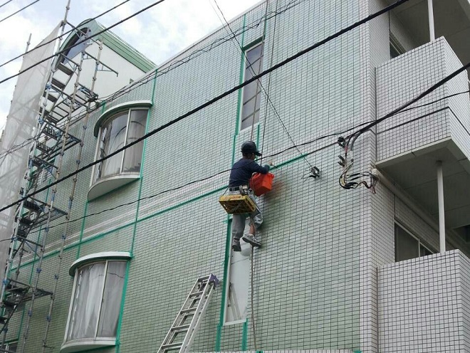 ロープブランコを使ったプライマー塗布