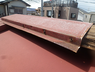 棟板金の釘が浮いたりなくなったりしています