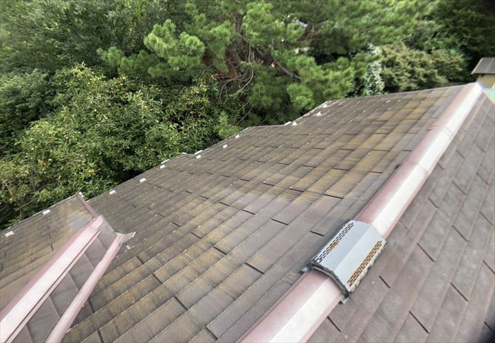 稲城市東長沼で調査した屋根はグリシェイドNEOの屋根でした