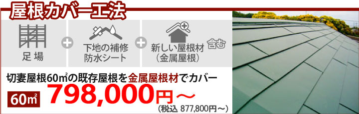 屋根カバー工法・屋根カバー工事698,000円～（消費税・諸経費別）