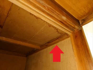天袋の中も雨漏り