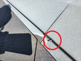 棟板金の釘浮き