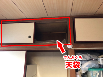 天袋の上から雨漏りをしているようです。