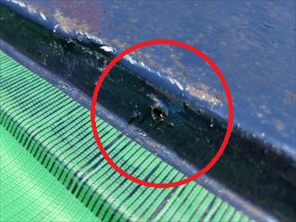 棟板金を固定する釘の抜け
