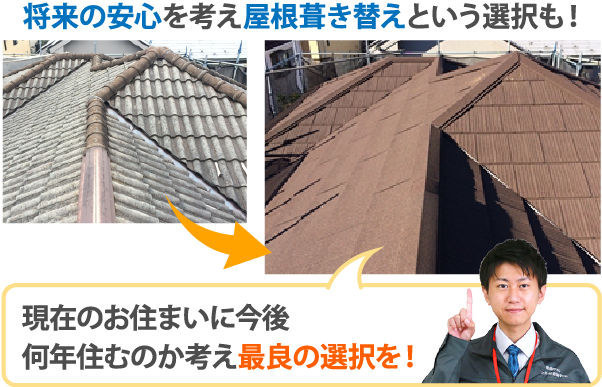 将来の安心を考え屋根葺き替えという選択も！