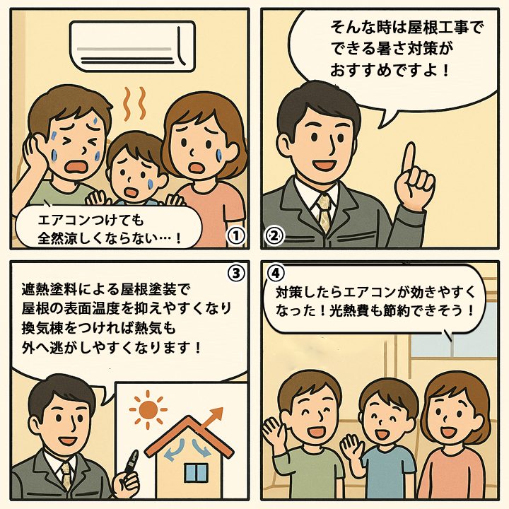 漫画で屋根の暑さ対策について解説！