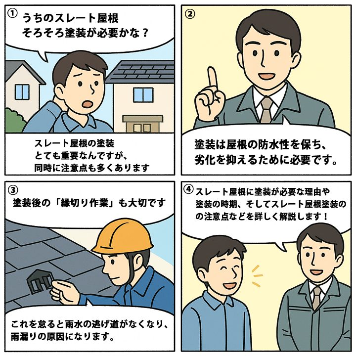 漫画でスレート塗装の注意点について解説！