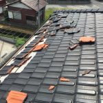 台風被害のあった瓦屋根