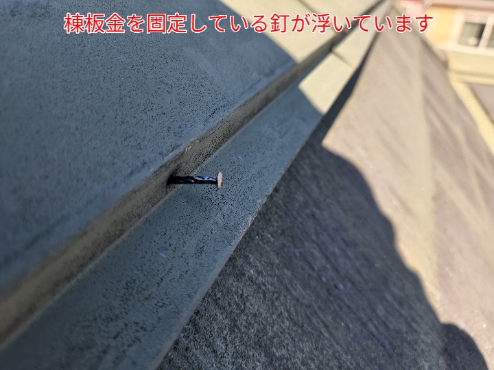 棟板金の釘浮き