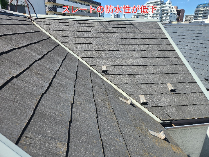 スレート屋根の塗装の劣化