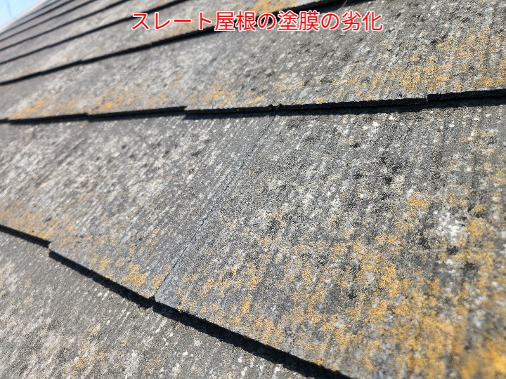 スレート屋根の塗膜の劣化