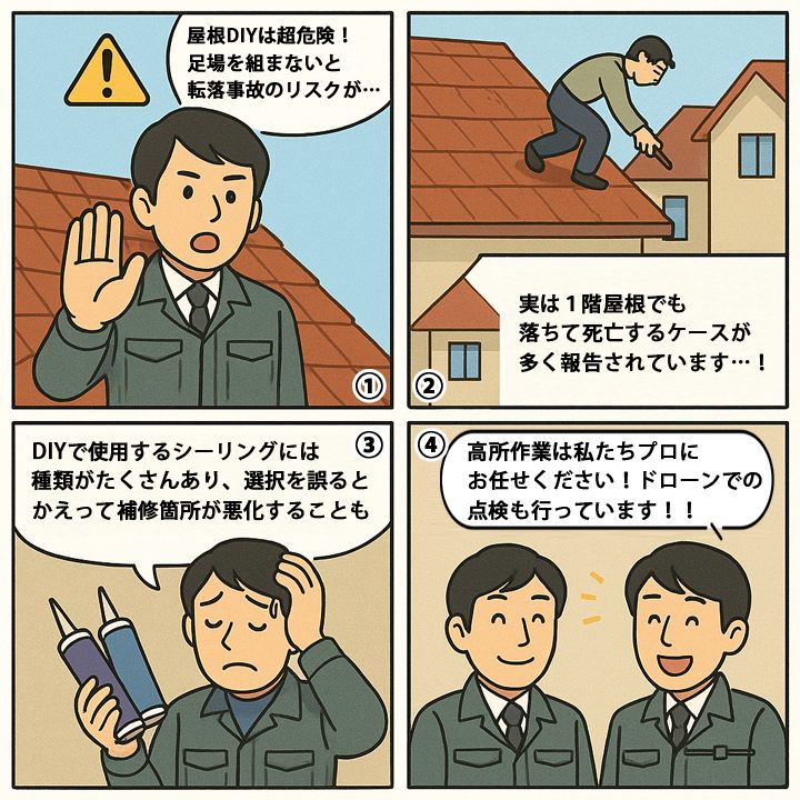 漫画で屋根のDIYの危険性について解説！