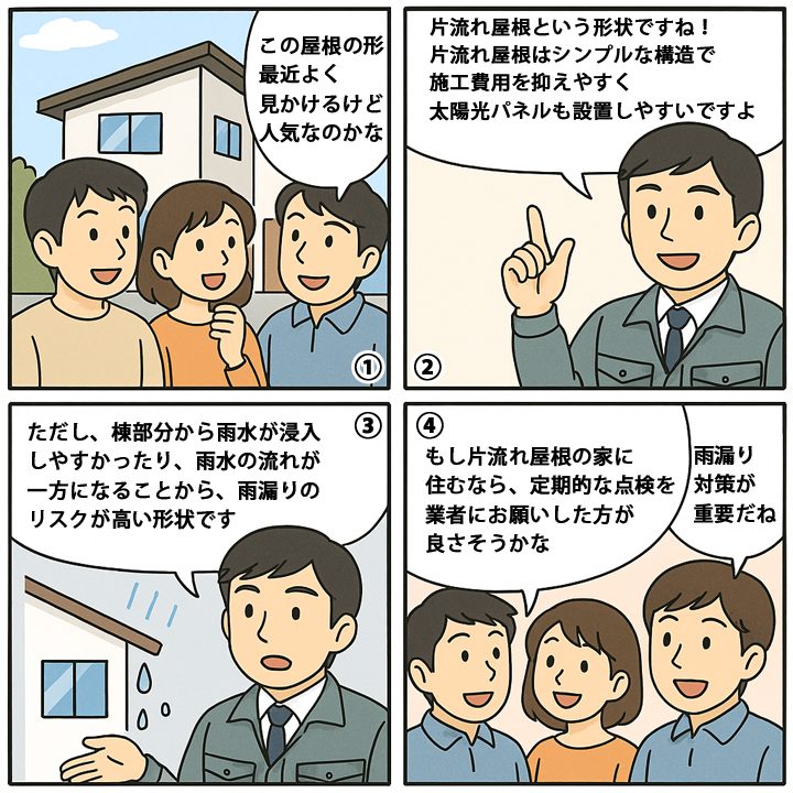 漫画で片流れ屋根について解説！