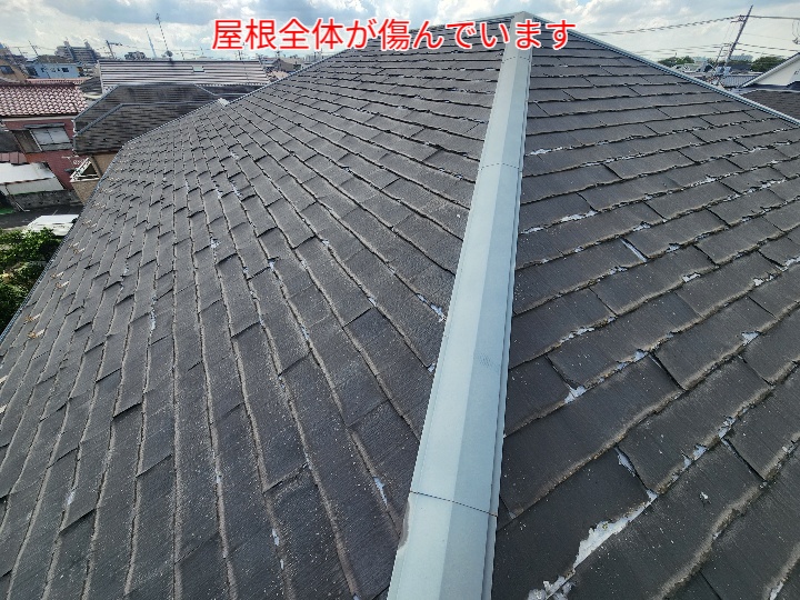 屋根全体のパミールの劣化