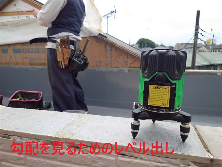 下地の隅だしのためにレベルを見ます