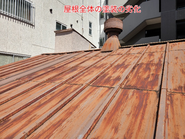 屋根全体の塗装の劣化