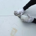 塩ビシート防水：作業の様子