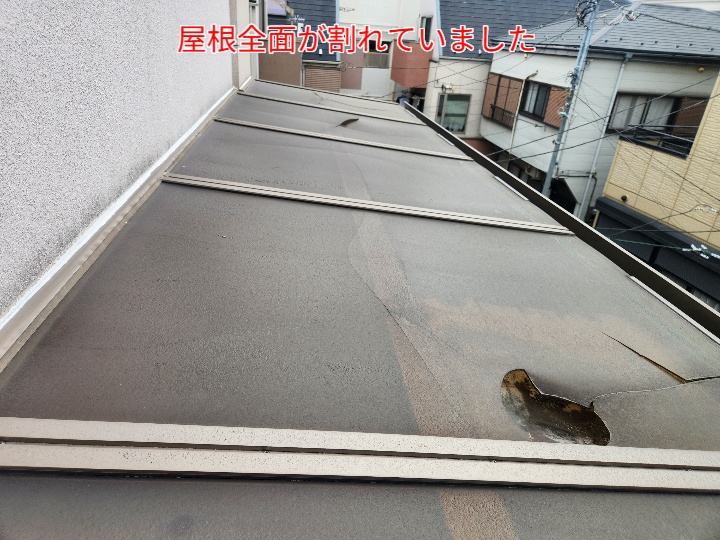 サンルームの屋根平板が破損