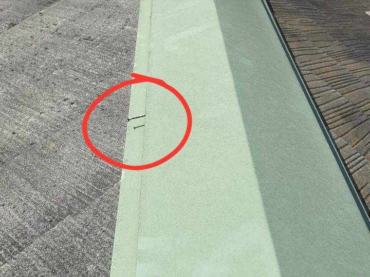 棟板金の釘の浮きの様子