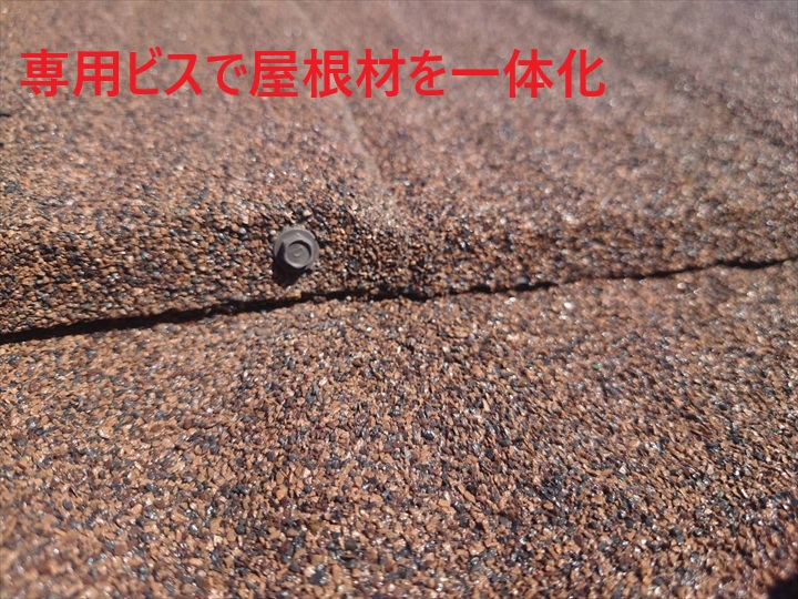 ビス固定で屋根材を一体化