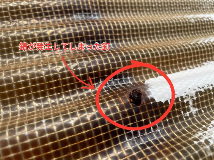 錆が発生した釘の様子