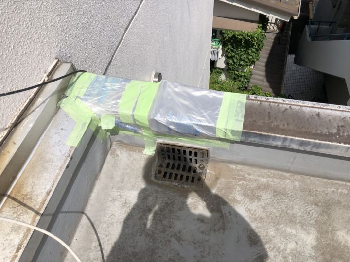 屋上から見た雨漏りが発生部分