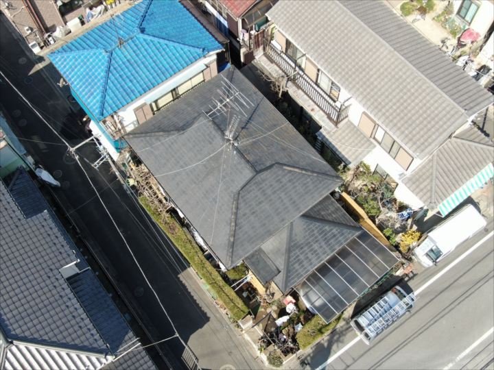 現地の様子を上空から撮影